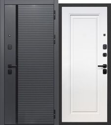 Дверь входная металлическая Е-Трейд 10 см 2 МДФ Букле графит - Эмалит белый