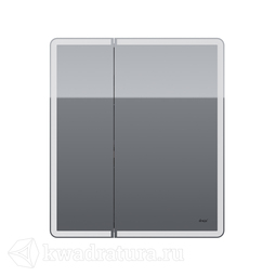 Зеркало-шкаф Dreja POINT 70, 2 дверцы, 2 стеклянные полки, бесконтактный выключатель, LED-подсветка, электрическая розетка, белый 99.9033