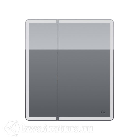Зеркало-шкаф Dreja POINT 70, 2 дверцы, 2 стеклянные полки, бесконтактный выключатель, LED-подсветка, электрическая розетка, белый 99.9033