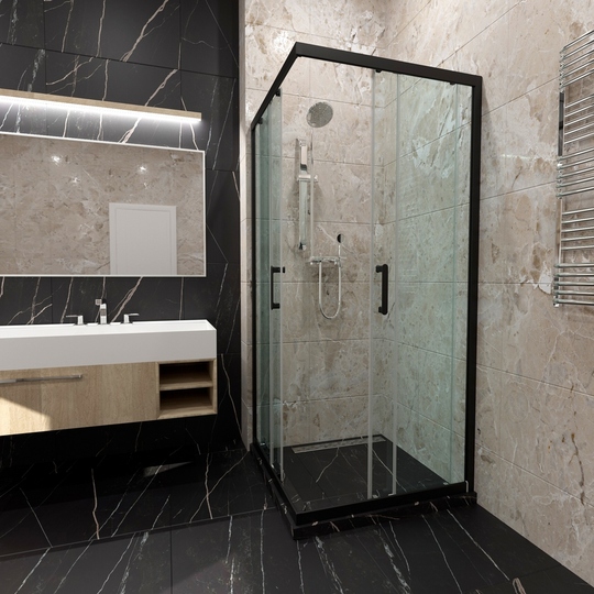 Душевая ширма Triton Фикс-Блэк 90*90 см (без поддона) Щ0000067440