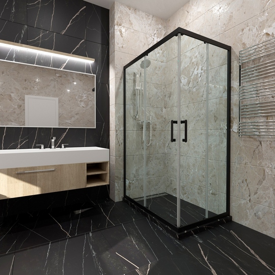 Душевая ширма Triton Фикс-Блэк 120*80 см (без поддона) Щ0000067442