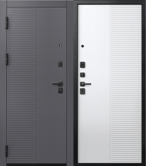 Дверь входная металлическая Центурион V-18 Черный муар + кашемир графит - кашемир белый