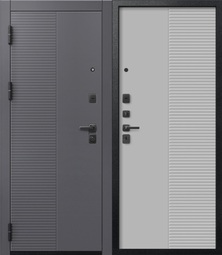 Дверь входная металлическая Центурион V-18 Черный муар + кашемир графит - кашемир сильвер