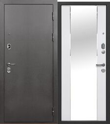 Дверь входная металлическая Е-Трейд 9 см Зеркало Букле графит - Эмалит белый