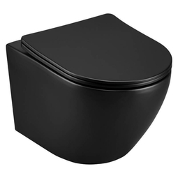 Унитаз подвесной Calypso чёрный 490x370x360mm, безободковый, сиденье Slim, ультратихий CS46UQ-MB