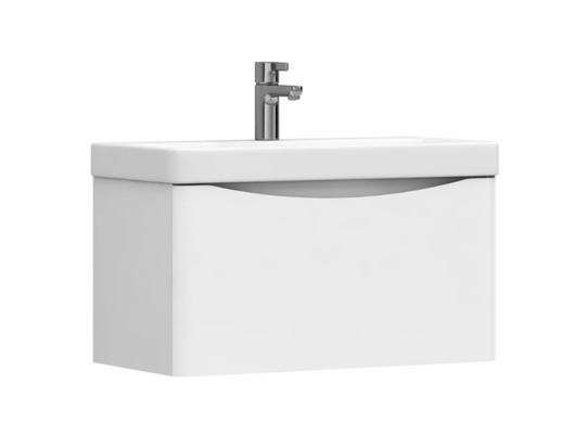 Тумба подвесная Vigo Glem 70 белая с умывальником 9595