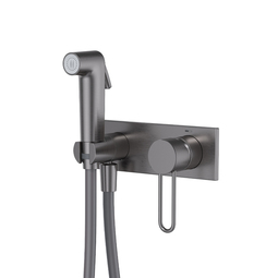 Встраиваемый смеситель Iddis Duna с гигиеническим душем и блокирующим клапаном, матовый графит, DUNGMV0i08
