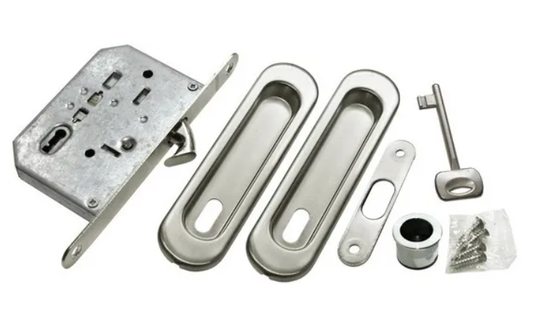 Комплект - ручки, сантехническая защелка Morelli MHS150 L SC матовый хром