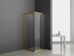 Душевое ограждение ODA BG8037 P профиль брашированное золото прозрачное стекло 90*90*190 см (без поддона)