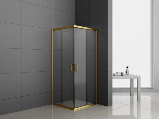Душевое ограждение ODA BG8037 P профиль брашированное золото прозрачное стекло 90*90*190 см (без поддона)