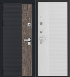 Дверь входная металлическая Центурион С-112 Черный муар + Кварц Черный + Орех мокко - Белый