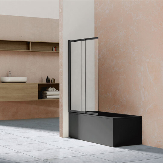 Душевая шторка на ванну Vincea VSB-1E100CLB, 1000*1450, матовый черный, стекло прозрачное