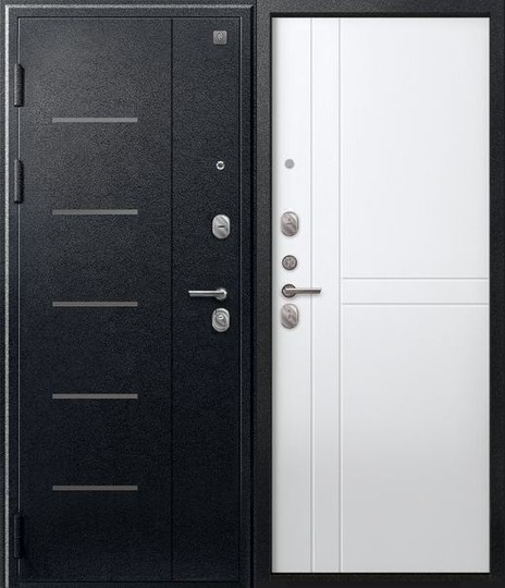 Дверь входная металлическая Центурион V-06 Черный муар - белый